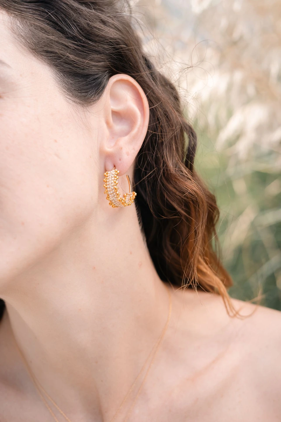 ivory seed bead earrings