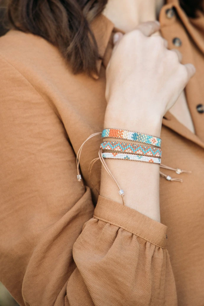 Set de pulseras Miyuki de 1 y 3 líneas en tonos tierra y azul