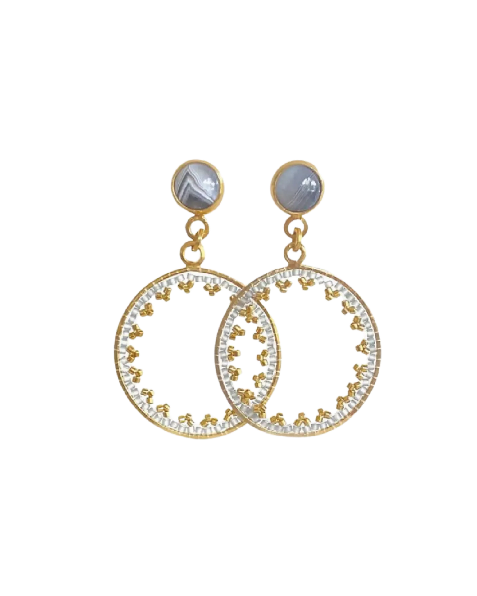 [802000] Bostwana Agate Dangle Earrings