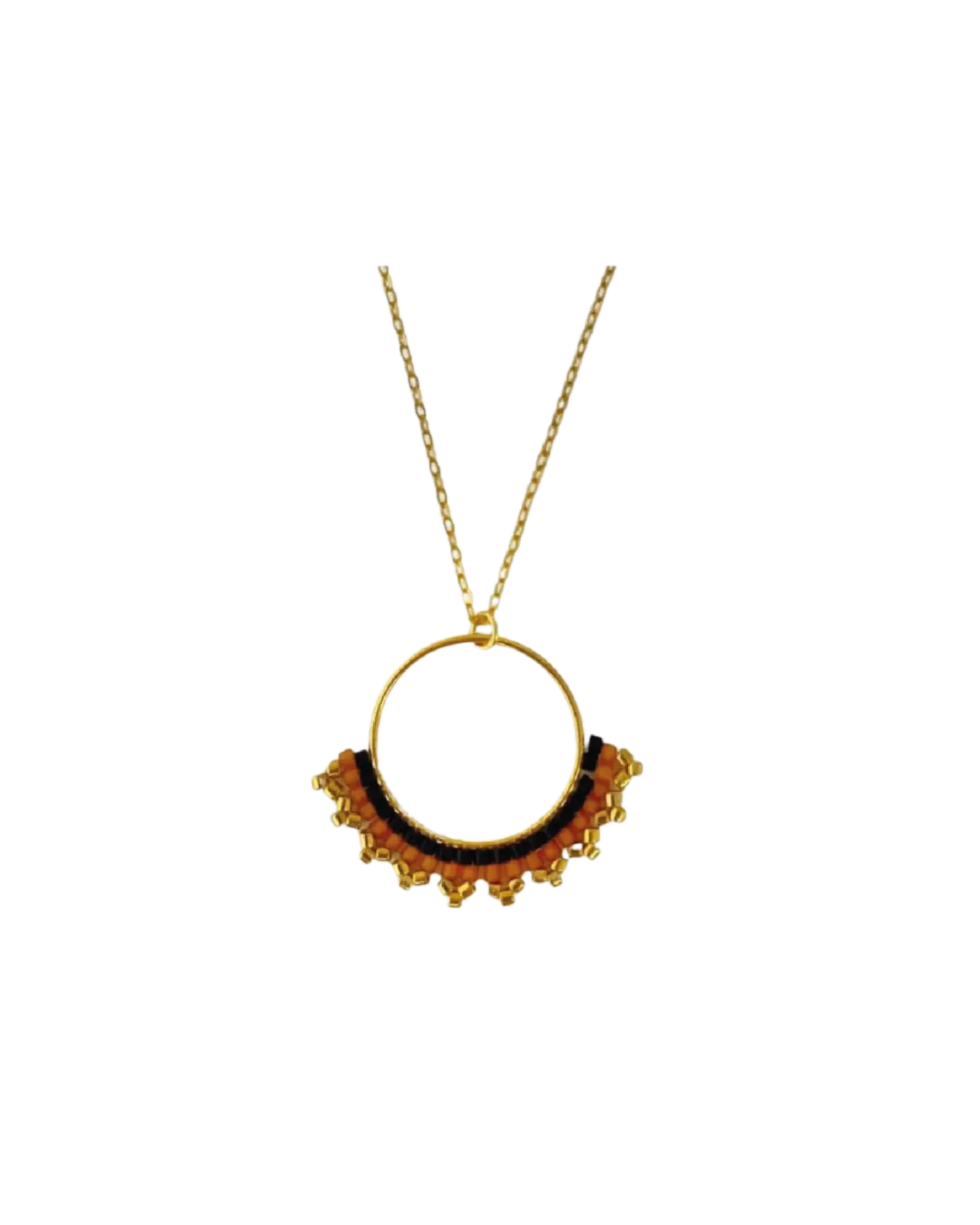 Fan Necklace (Black & Beige)