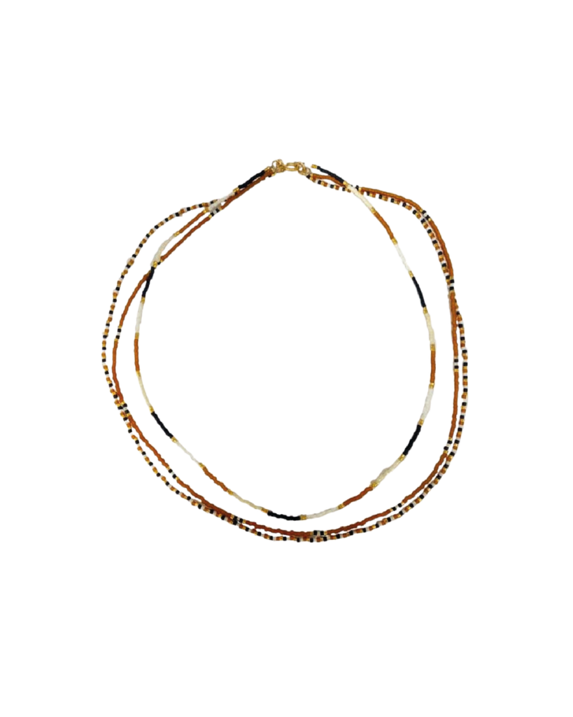 [901427] Layered Necklace (Black & Beige)